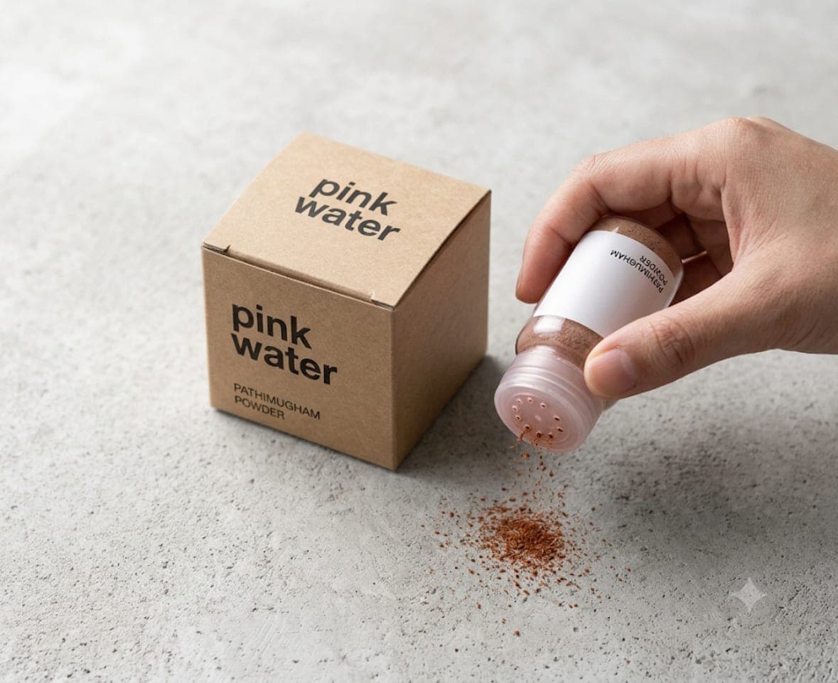 A hand pouring a measured dose beside a kraft carton