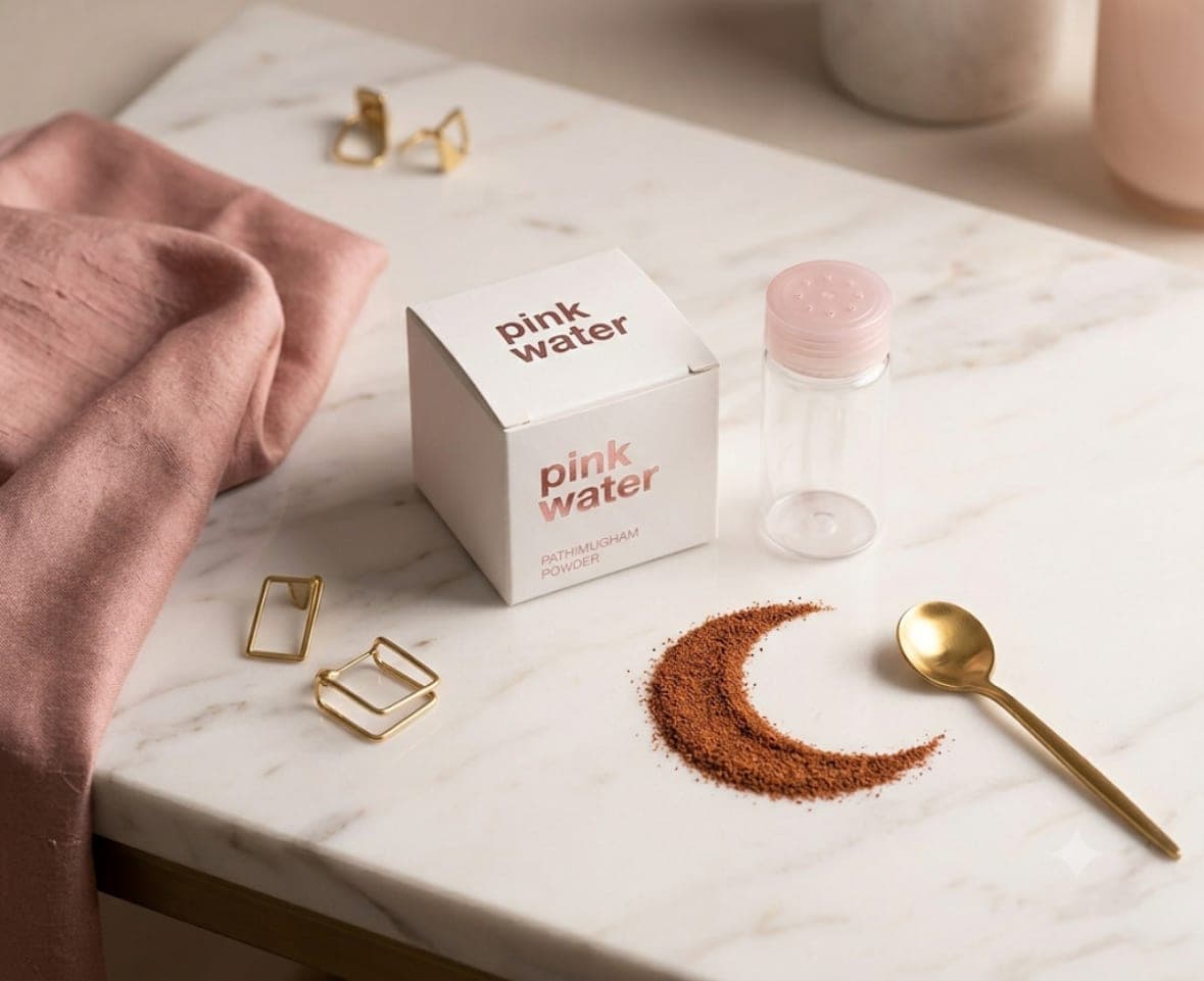 A PLANT BIONIX carton beside a crescent of rose-hued powder on marble